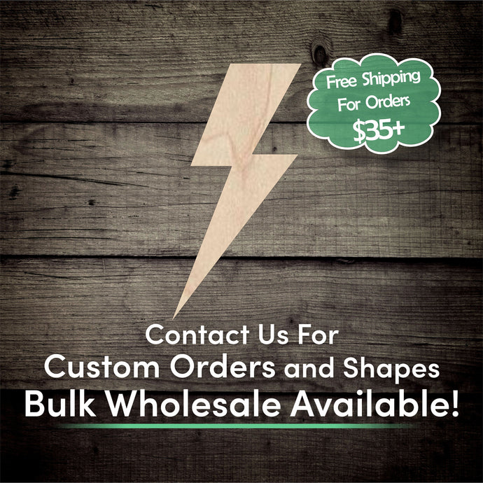 Lightning Unfinished Wood Cutout Shapes - Laser Cut DIY Craft