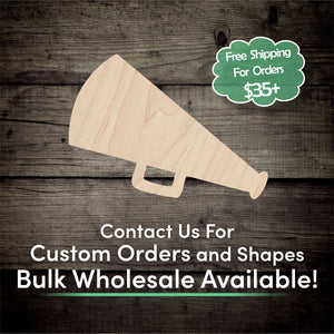 Megaphone Cheerleading Unfinished Wood Cutout Shapes - Laser Cut DIY Craft