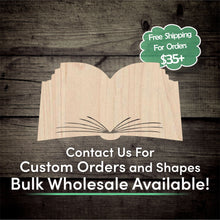 Load image into Gallery viewer, Open Book Unfinished Wood Cutout Shapes - Laser Cut DIY Craft