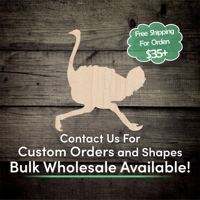 Ostrich Unfinished Wood Cutout Shapes - Laser Cut DIY Craft