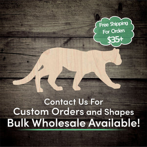 Panther Cougar Unfinished Wood Cutout Shapes - Laser Cut DIY Craft