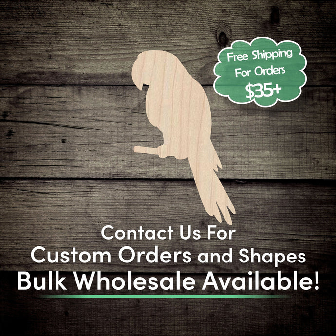 Parrot Unfinished Wood Cutout Shapes - Laser Cut DIY Craft