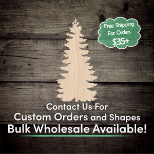 Pine Tree Unfinished Wood Cutout Shapes - Laser Cut DIY Craft