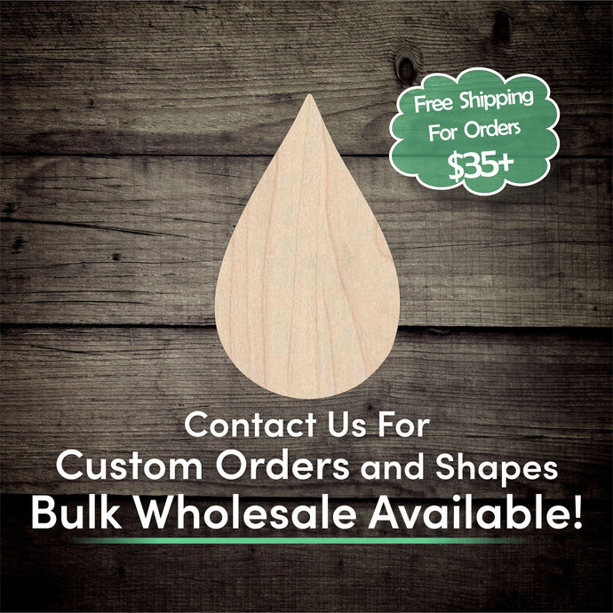 Rain Drop Unfinished Wood Cutout Shapes - Laser Cut DIY Craft