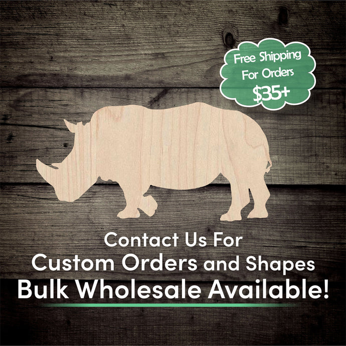Rhino Unfinished Wood Cutout Shapes - Laser Cut DIY Craft