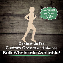Load image into Gallery viewer, Running Girl Player Unfinished Wood Cutout Shapes - Laser Cut DIY Craft