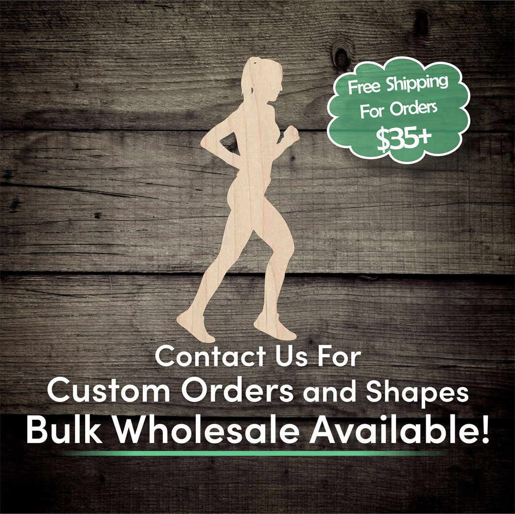 Running Girl Player Unfinished Wood Cutout Shapes - Laser Cut DIY Craft