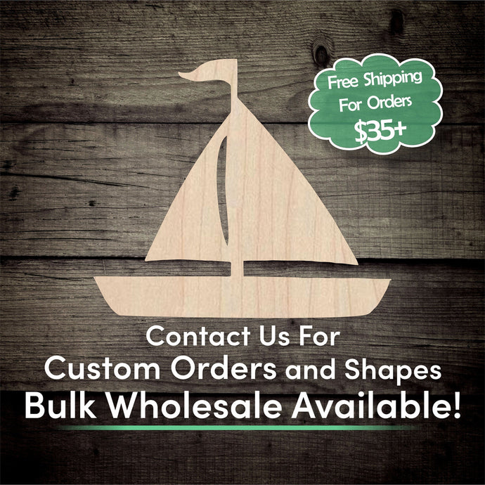 Sailboat Unfinished Wood Cutout Shapes - Laser Cut DIY Craft