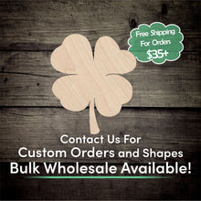 Load image into Gallery viewer, Shamrock Clover Unfinished Wood Cutout Shapes - Laser Cut DIY Craft