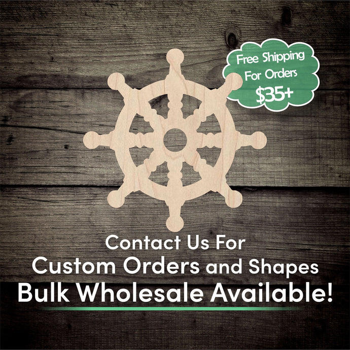 Ship Wheel Unfinished Wood Cutout Shapes - Laser Cut DIY Craft