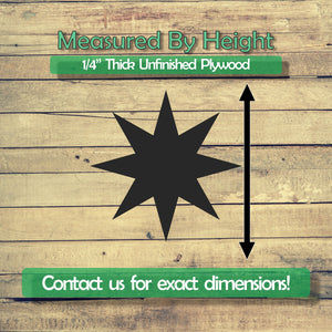 Eight Point Star Unfinished Wood Cutout Shapes - Laser Cut DIY Craft
