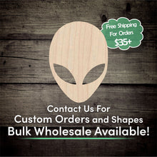 Load image into Gallery viewer, Alien Head Unfinished Wood Cutout Shapes - Laser Cut DIY Craft