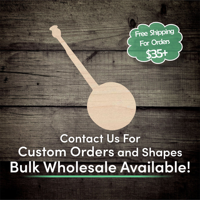 Banjo Unfinished Wood Cutout Shapes - Laser Cut DIY Craft