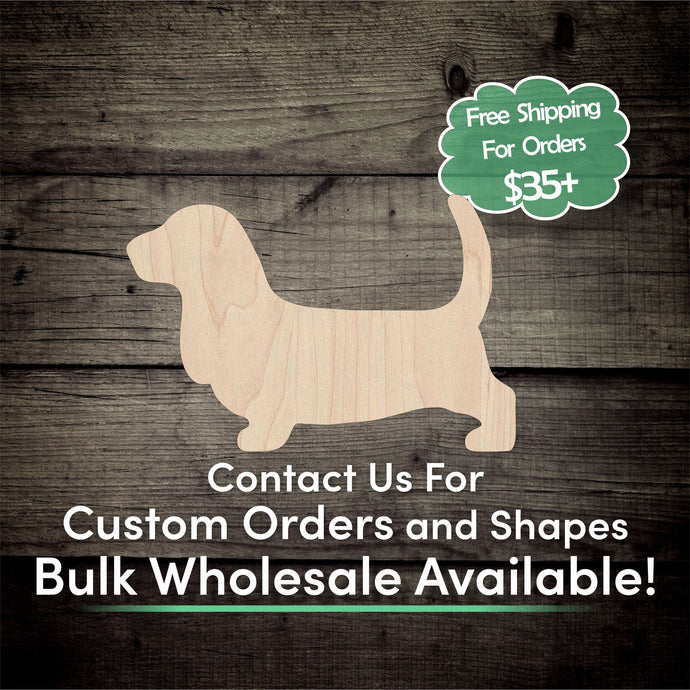 Basset Hound Unfinished Wood Cutout Shapes - Laser Cut DIY Craft