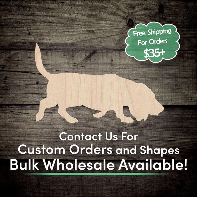 Basset Hound Unfinished Wood Cutout Shapes - Laser Cut DIY Craft