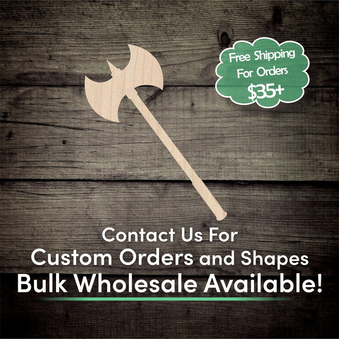 Battle Axe Unfinished Wood Cutout Shapes - Laser Cut DIY Craft