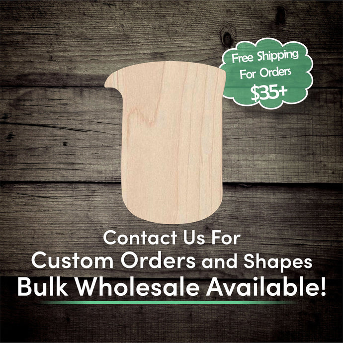 Beaker Unfinished Wood Cutout Shapes - Laser Cut DIY Craft