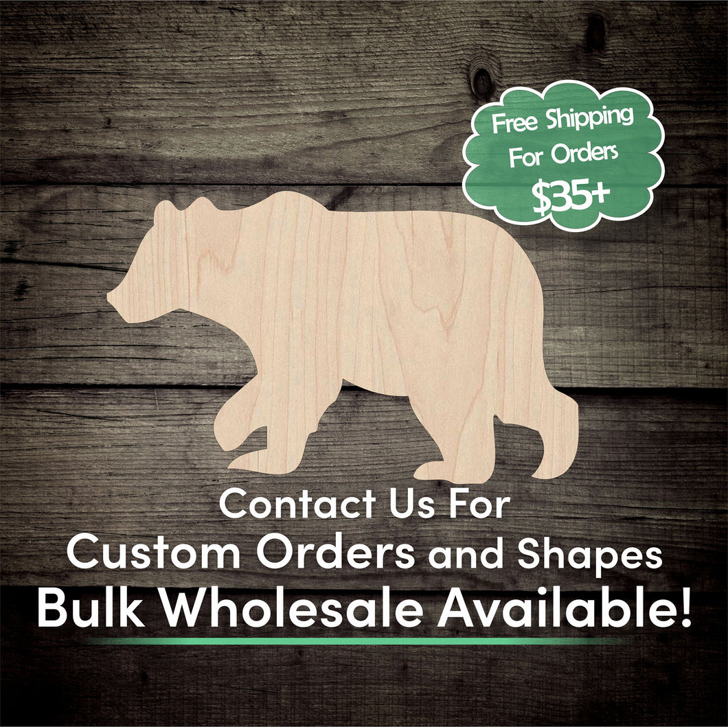 Bear Unfinished Wood Cutout Shapes- Laser Cut DIY Craft