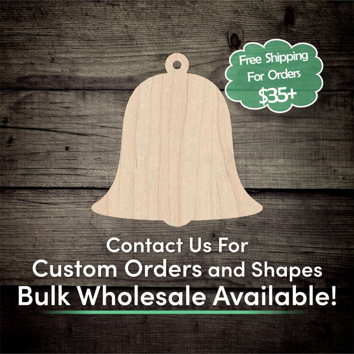 Bell Unfinished Wood Cutout Shapes - Laser Cut DIY Craft