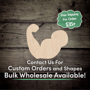 Bicep Muscle Arm Unfinished Wood Cutout Shapes- Laser Cut DIY Craft
