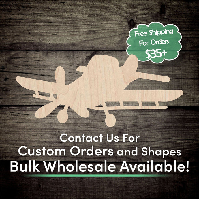 Crop Duster Plane Unfinished Wood Cutout Shapes- Laser Cut DIY Craft