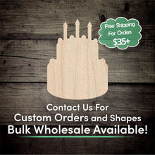 Load image into Gallery viewer, Birthday Cake Unfinished Wood Cutout Shapes - Laser Cut DIY Craft