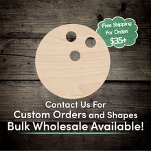 Load image into Gallery viewer, Bowling Ball Unfinished Wood Cutout Shapes - Laser Cut DIY Craft