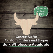 Load image into Gallery viewer, Bull Head Unfinished Wood Cutout Shapes - Laser Cut DIY Craft