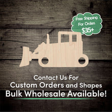 Load image into Gallery viewer, Bulldozer Unfinished Wood Cutout Shapes- Laser Cut DIY Craft
