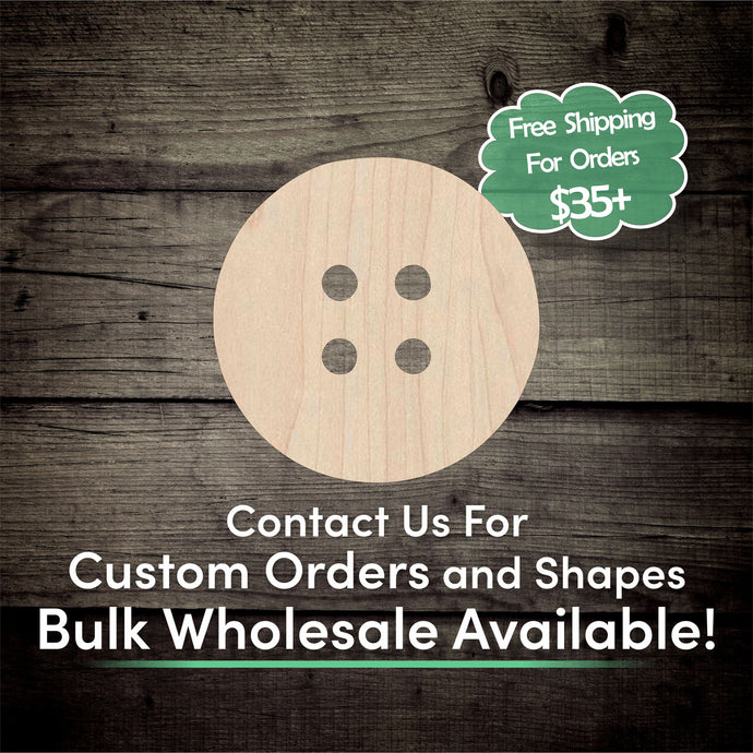 Button Unfinished Wood Cutout Shapes - Laser Cut DIY Craft