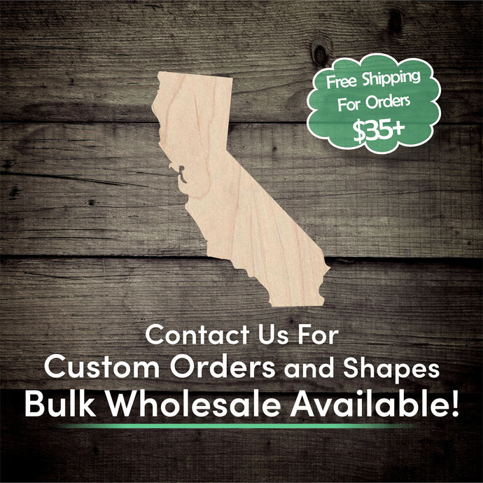 California Unfinished Wood Cutout Shapes - Laser Cut DIY Craft