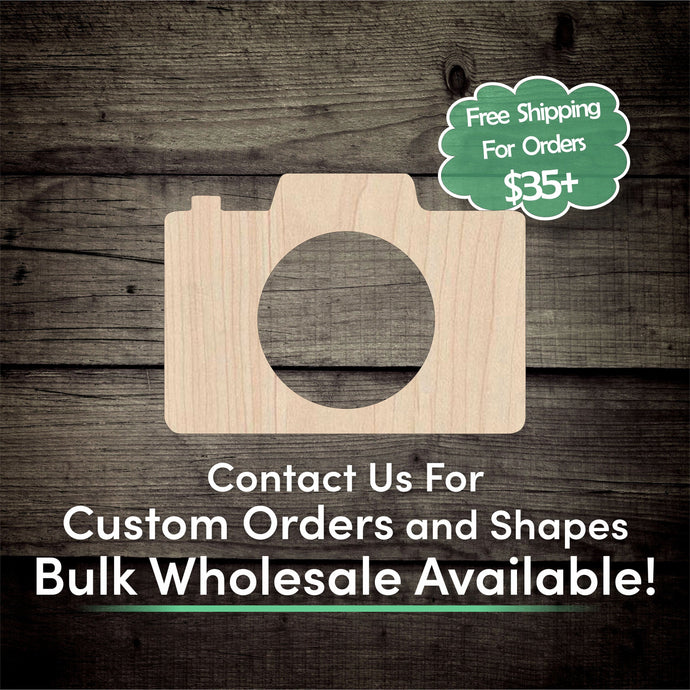 Camera Unfinished Wood Cutout Shapes - Laser Cut DIY Craft
