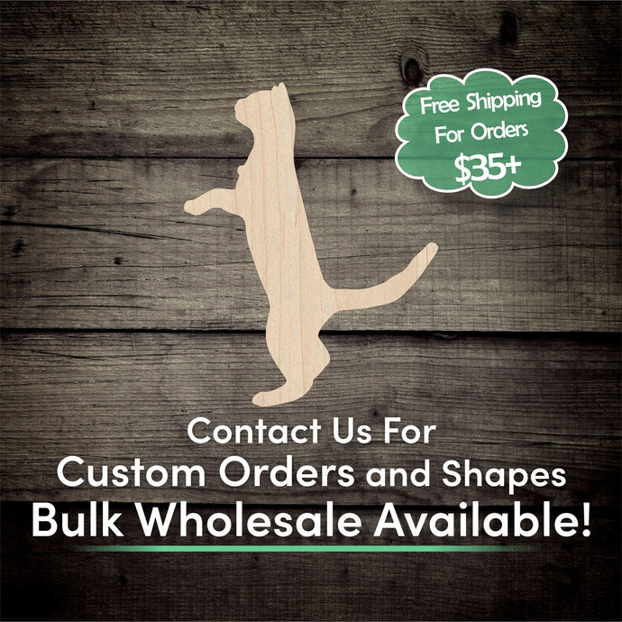 Cat Playing Unfinished Wood Cutout Shapes - Laser Cut DIY Craft