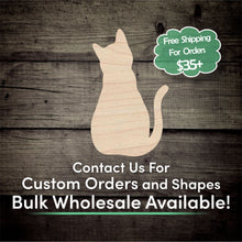 Load image into Gallery viewer, Cat Sitting Unfinished Wood Cutout Shapes - Laser Cut DIY Craft