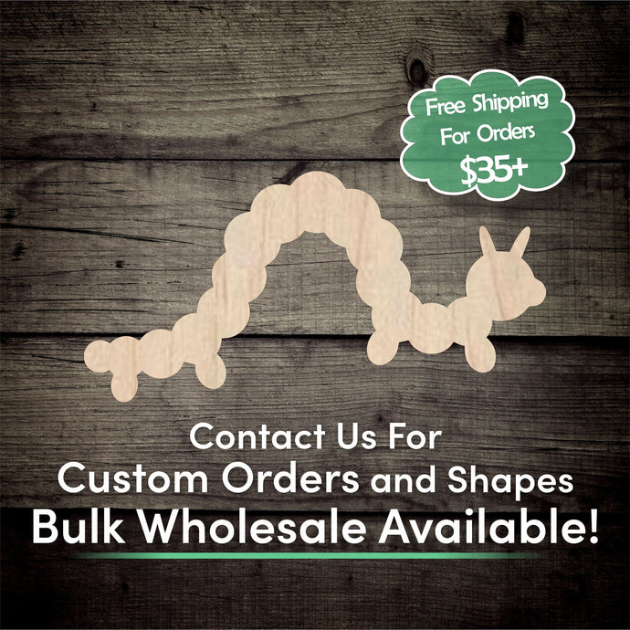 Caterpillar Unfinished Wood Cutout Shapes - Laser Cut DIY Craft