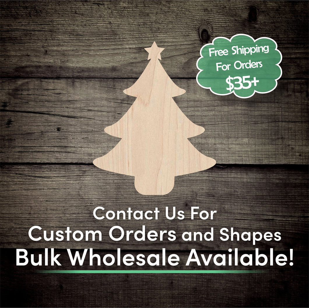 Christmas Tree Unfinished Wood Cutout Shapes - Laser Cut DIY Craft