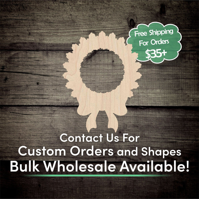 Christmas Wreath Unfinished Wood Cutout Shapes- Laser Cut DIY Craft