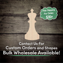 Load image into Gallery viewer, King Chess Piece  Unfinished Wood Cutout Shapes - Laser Cut DIY Craft
