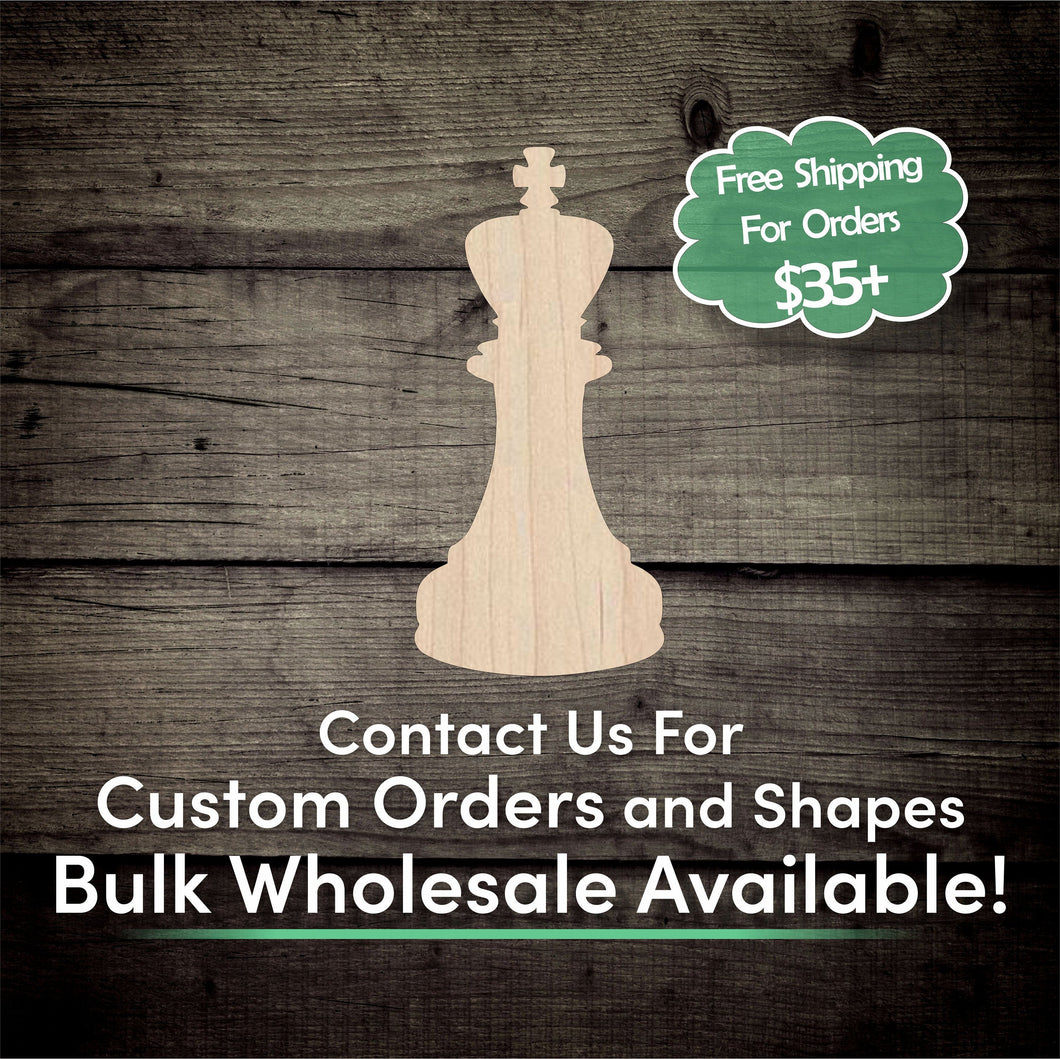 King Chess Piece  Unfinished Wood Cutout Shapes - Laser Cut DIY Craft