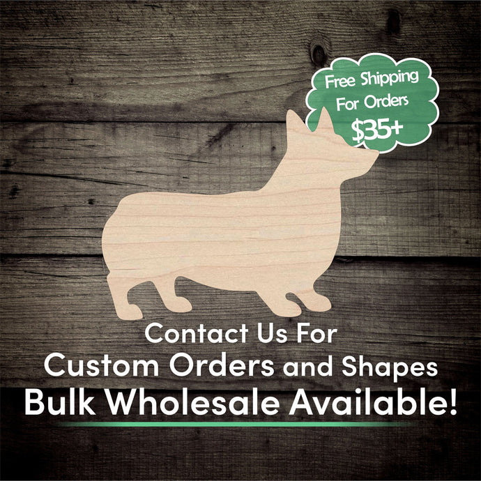 Corgi Unfinished Wood Cutout Shapes - Laser Cut DIY Craft