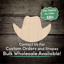 Load image into Gallery viewer, Cowboy Hat Unfinished Wood Cutout Shapes - Laser Cut DIY Craft