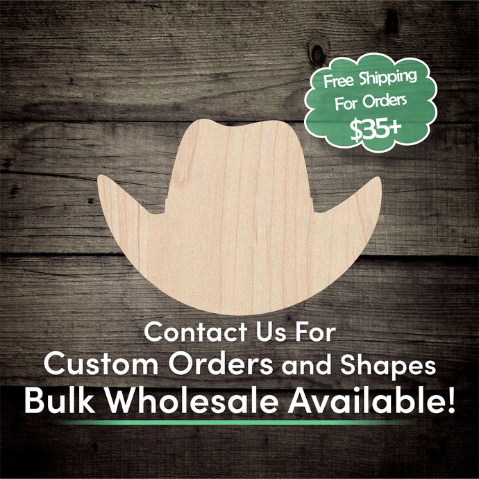 Cowboy Hat Unfinished Wood Cutout Shapes - Laser Cut DIY Craft