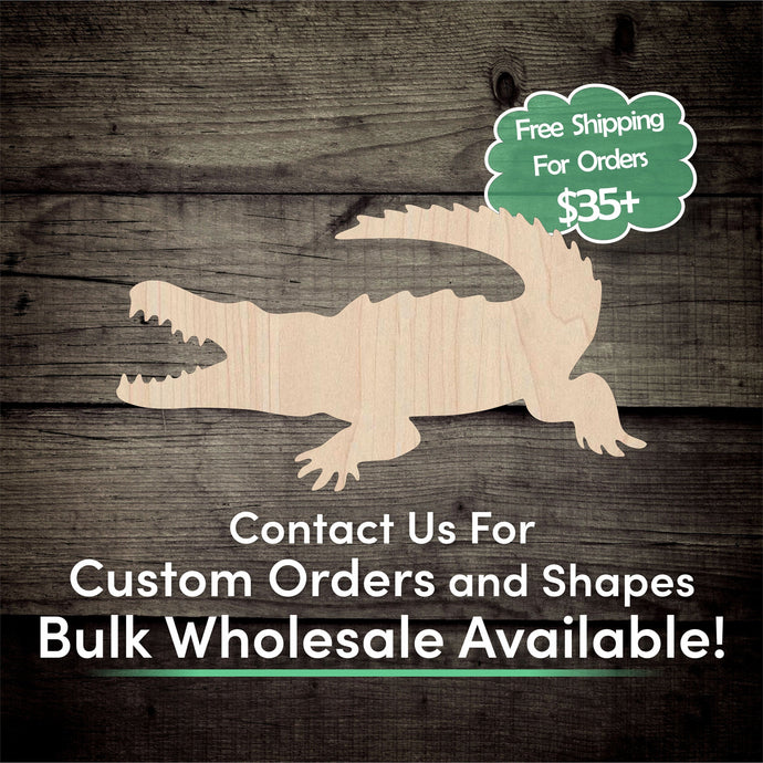 Crocodile Unfinished Wood Cutout Shapes - Laser Cut DIY Craft