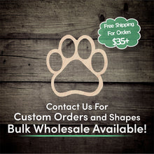 Load image into Gallery viewer, Dog Paw Unfinished Wood Cutout Shapes - Laser Cut DIY Craft