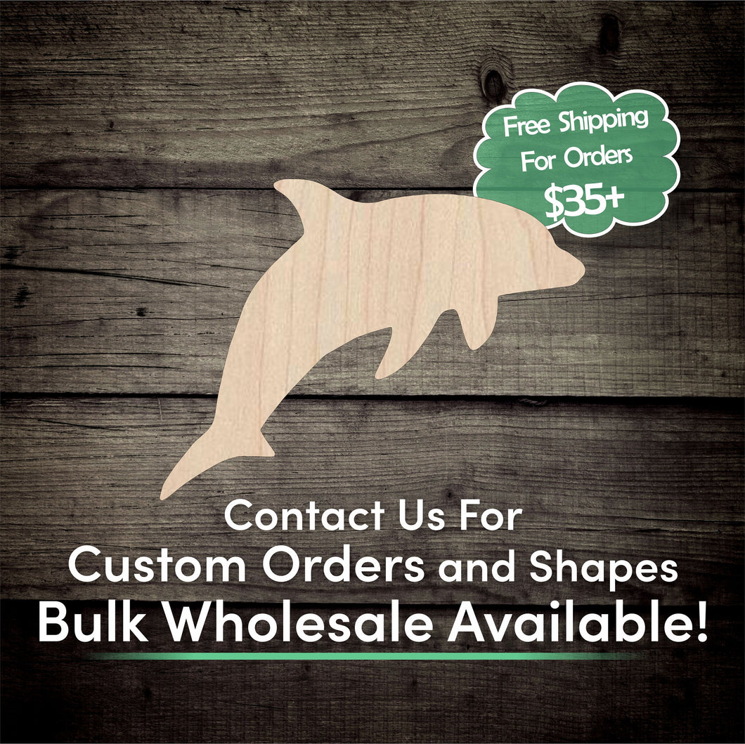 Dolphin Unfinished Wood Cutout Shapes - Laser Cut DIY Craft