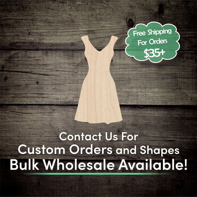 Dress Unfinished Wood Cutout Shapes - Laser Cut DIY Craft