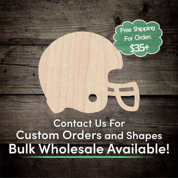 Football Helmet Unfinished Wood Cutout Shapes - Laser Cut DIY Craft