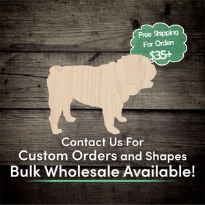English Bulldog Unfinished Wood Cutout Shapes - Laser Cut DIY Craft