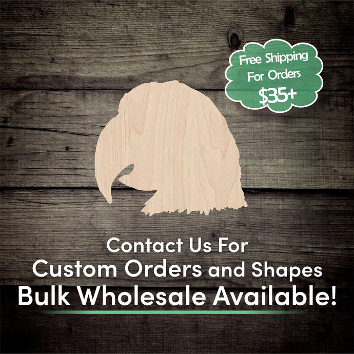Macaw Parrot Head Unfinished Wood Cutout Shapes - Laser Cut DIY Craft