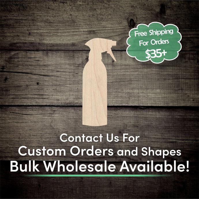 Spray Bottle Unfinished Wood Cutout Shapes - Laser Cut DIY Craft